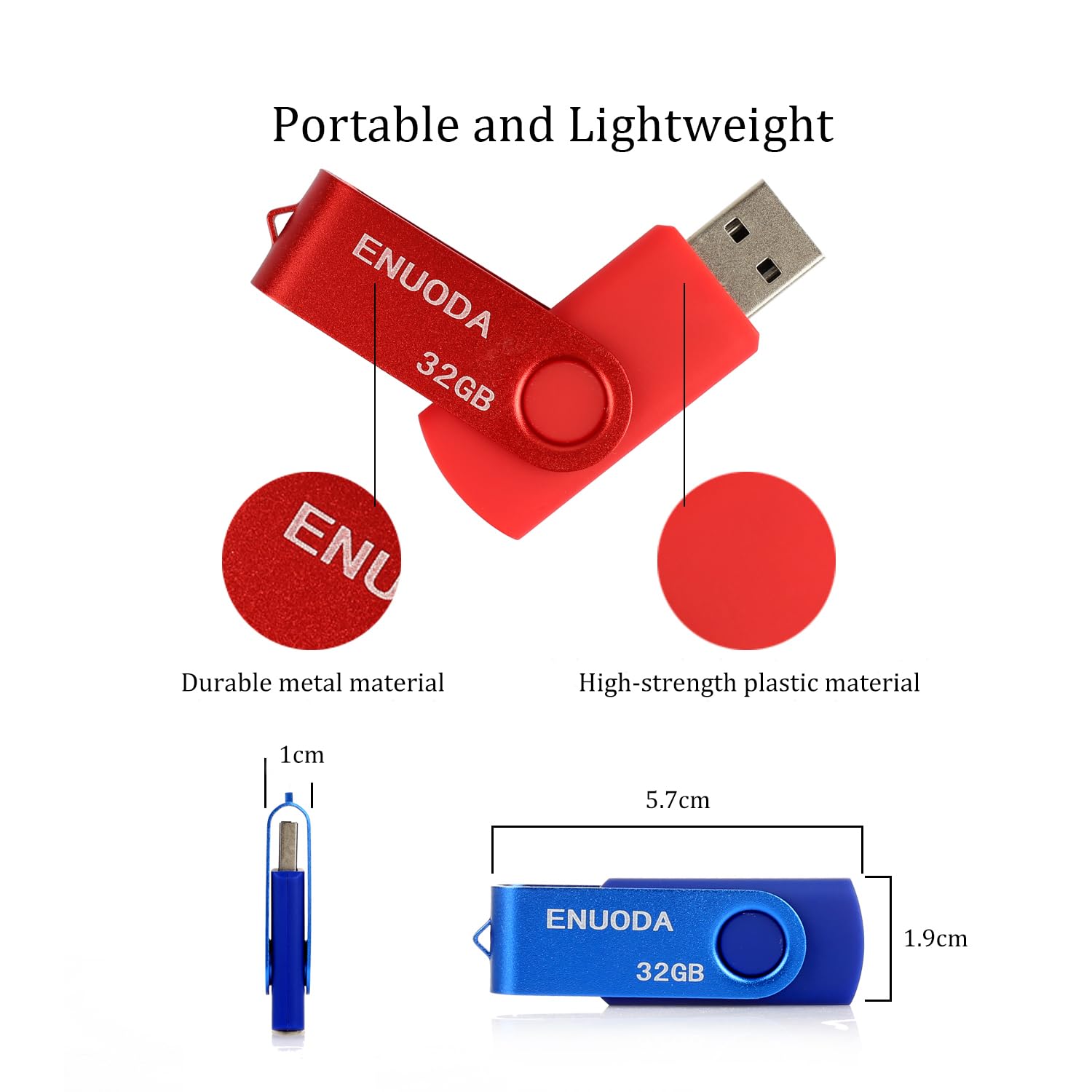 ENUODA Chiavetta USB 32GB 3 Pezzi Pen Drive USB 2.0 Unità Pennetta Memoria Stick per Archiviazione Dati con Luce LED (Nero Blu Rosso)