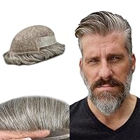 Vista 103 de Toupee - Sistema de cabello humano no quirúrgico para hombres Toupee indetectable de encaje para hombres, extensiones de cabello gris 100% cabello