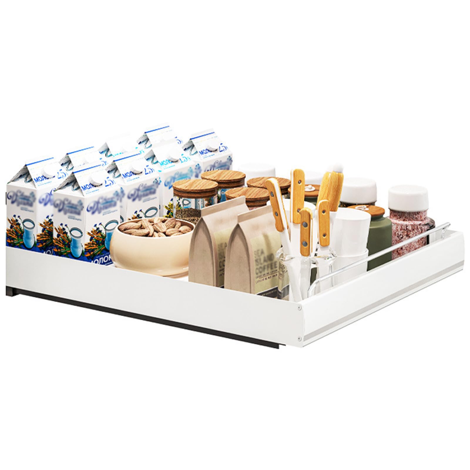 Cassetto Estraibile Cucina Acciaio Inossidabile, Cassetti Estraibili per Cucina, 1 unità Ripiano Estraibile Senza Foratura, Cassetto della Cucina Senza Foratura Chiodatura,15.7" w*19.7" dx2.36 h