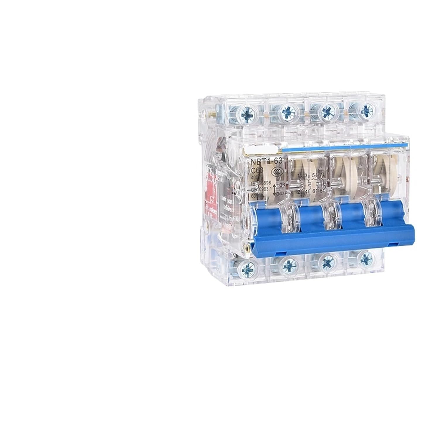 1PCS NBT1-63 1P 2P 3P 4P Transparent Rail AC 230/400V 63A 6kA Type C Air Switch Mini Circuit Breaker(KL4-2b,16A)