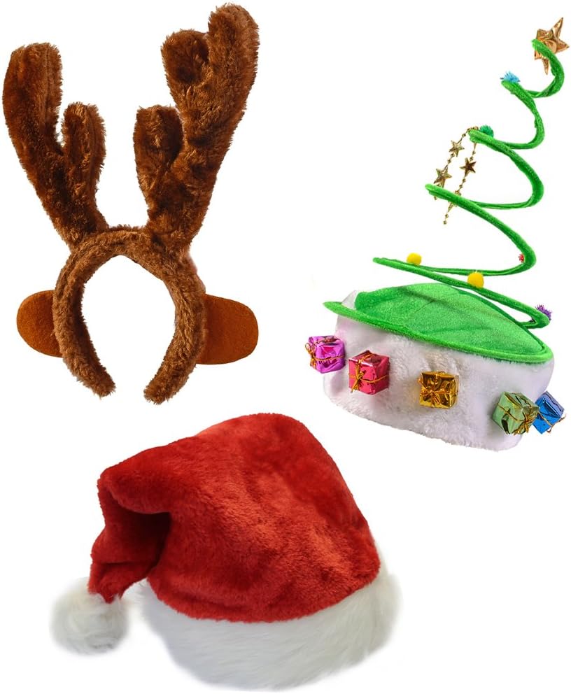 Funny Party Hats SET OF 3 Christmas HatsSanta Hat, Elf Hat