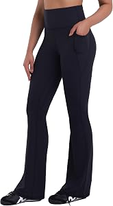 Sunzel Sunzfly Women's Mini Flare Leggings with Pockets High Waisted Tummy Control Yoga Pants Bootcut Workout Gym Casual