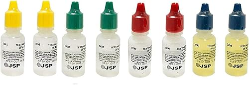 8 unidades JSP Gold Testing Acid Solutions 10 K 14 K 18 K 22 K - 2 botellas cada una