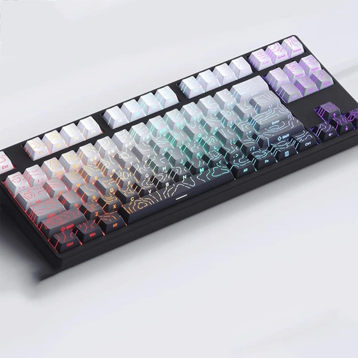Juego de 134 teclas PBT de doble disparo Cherry Profile Shine Through Topographic Keycaps para teclado mecánico Cherry Mx 61/64/87/104/108