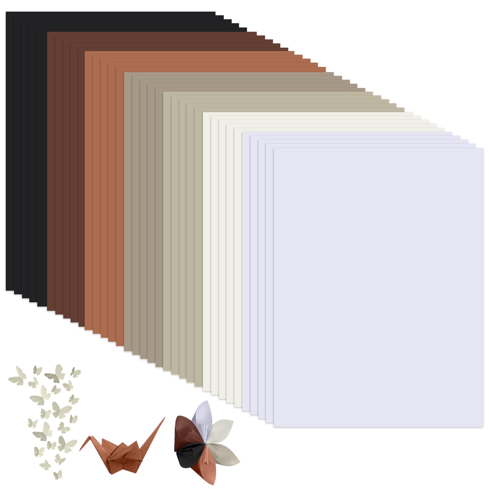 Brown Tones Cardstock - 70 Sheets 7 Colours Brown Cardstock A4 230gsm for Printer, DIY Crafts, Invitations and Scrapbooking