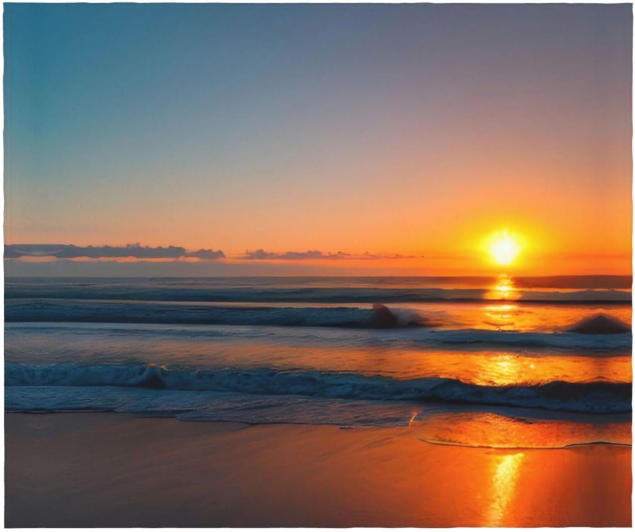 Beautiful Sunrise Ocean Print Cozy Soft Blankets Warm 50x60 in Lightweight Blanket for Camping Travel