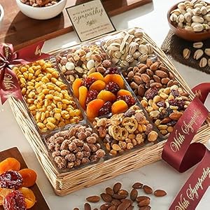Broadway Basketeers Sympathy Fruit And Nuts Gift Basket – Gourmet Condolence Healthy Gifts For Men Woman Corporate