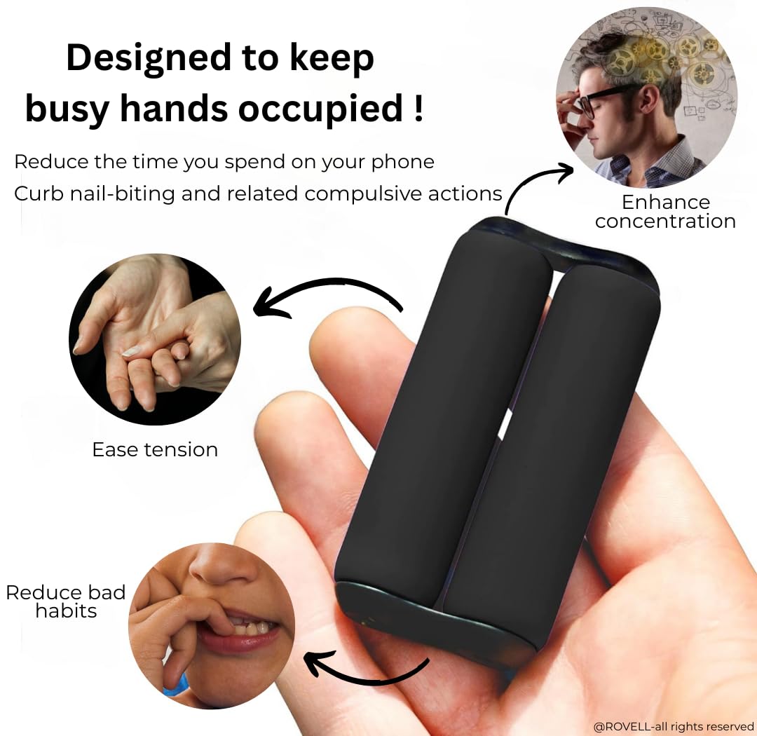 Fidget Roller Toy for Adults, Black, 3.35 inches / Adult sized hand - Image 3