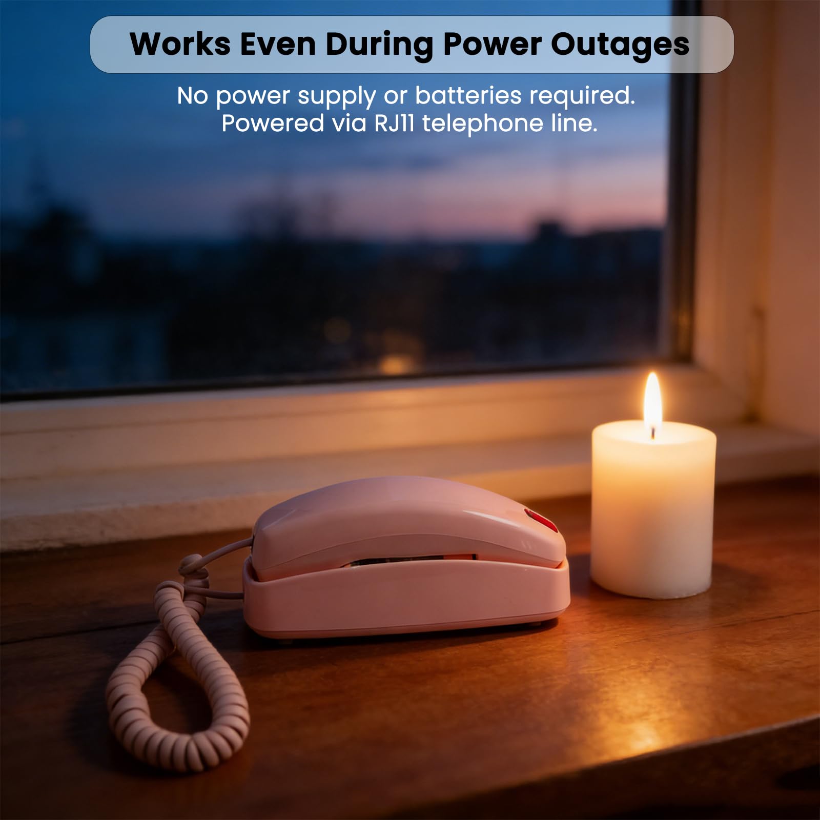 Telefony stacjonarne do domu, telefon przewodowy nie wymaga zasilania, telefon księżniczki w stylu vintage ma podświetlane przyciski, działa podczas przerw w dostawie prądu, regulacji głośności, retro