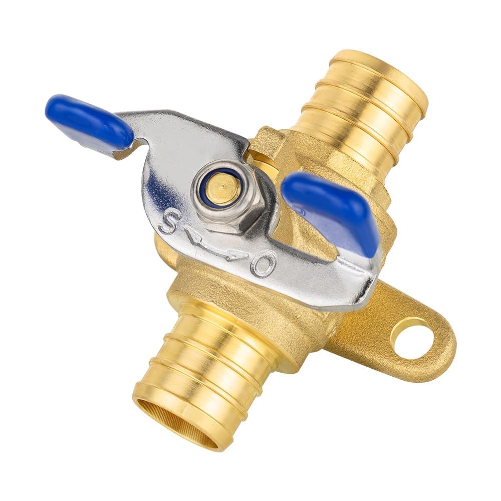 EFIELD - Confezione da 10 valvole a sfera a crimpare da 3/4" Pex con orecchio a goccia per caldo e freddo, con manico a farfalla, ottone LF, NSF/ANSI 61 (10)