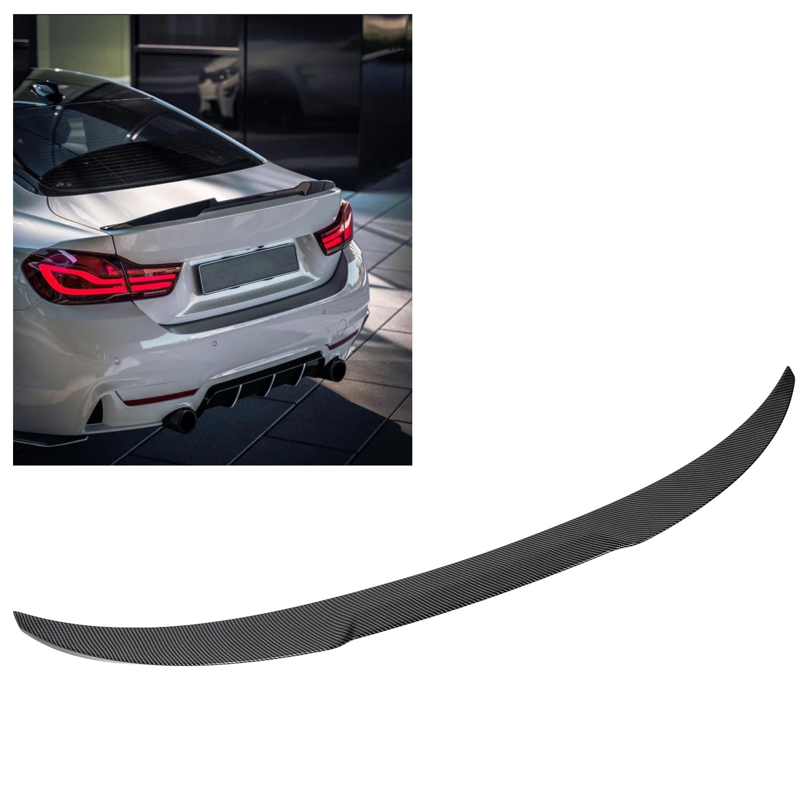 Ausla Tylna Spoiler Trunk Wing Style M4 Sporty Look Trunk Lid Spoiler do 4 Serii F36 2014-2020 Ulepszona Aerodynamika Materiał ABS Materiał ABS łatwa Instalacja (styl z włókna węglowego)
