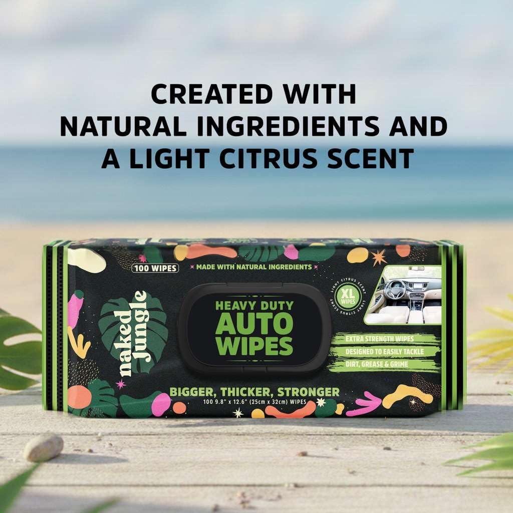 Naked Jungle XL Heavy Duty Auto Wipes – Extra Large Car Cleaning Wipes for Interior, Thick Durable Wipes, Removes Tough Dirt & Grime, 100 Count (9.8" x 12.6") image 5