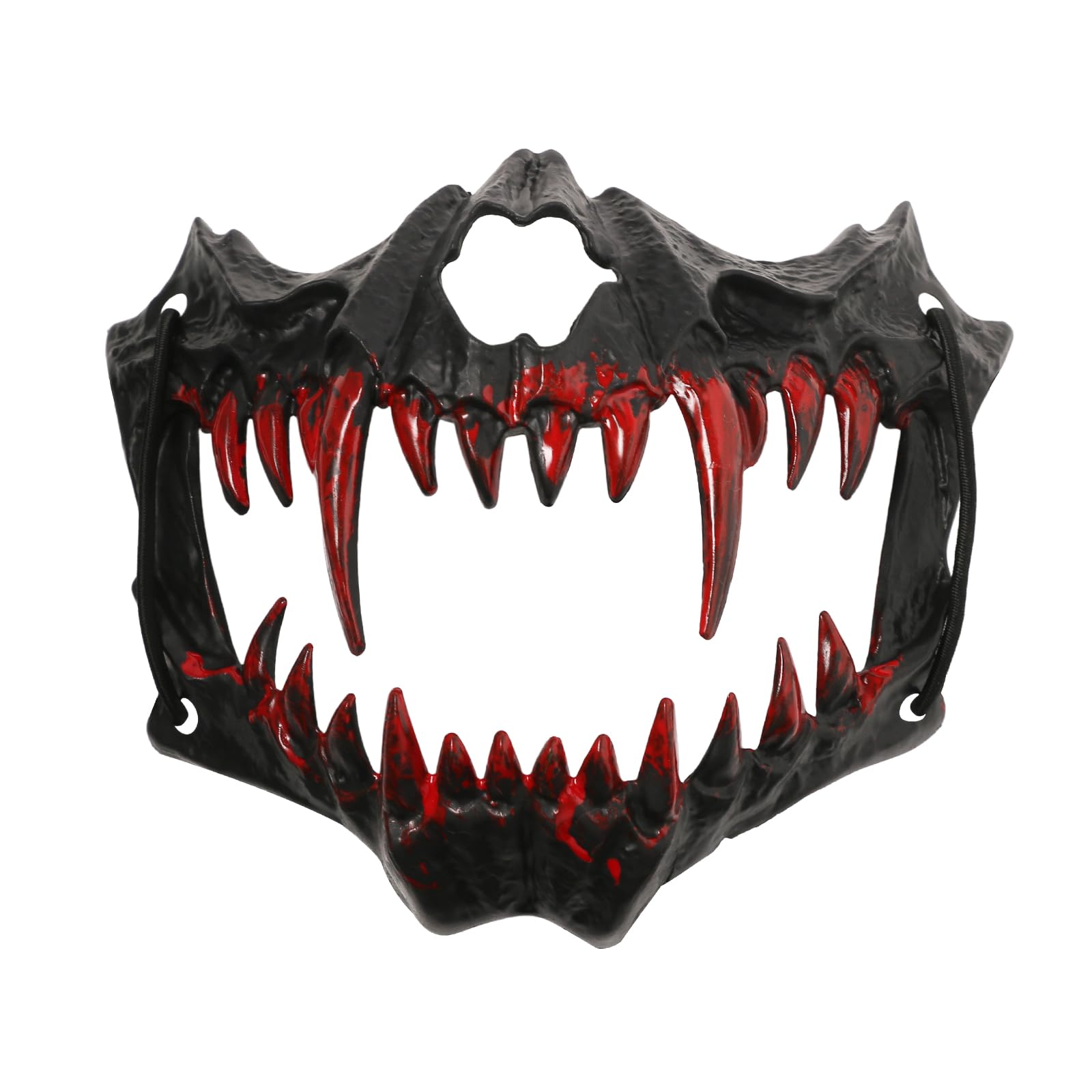 Oidea Animal Skull Half Mask: Bloodstained Fangs Half Face Spooky Mask Halloween Horror Scary Masks Party Cosplay Decorative Costume Props Accessories Black