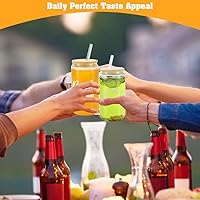 Vista 4 de YOUKE OLA Paquete de 12 latas de vidrio de cerveza con tapas de bambú y popote de vidrio, regalo de dama de honor para compromiso, despedida