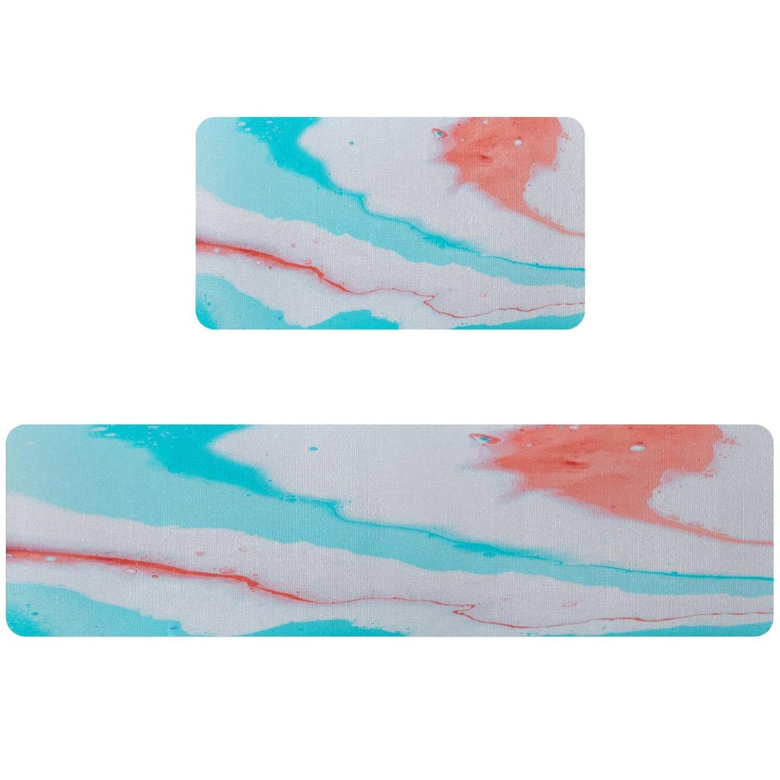Tapis de cuisine antidérapant et absorbant au motif gouache coloré pour couloir