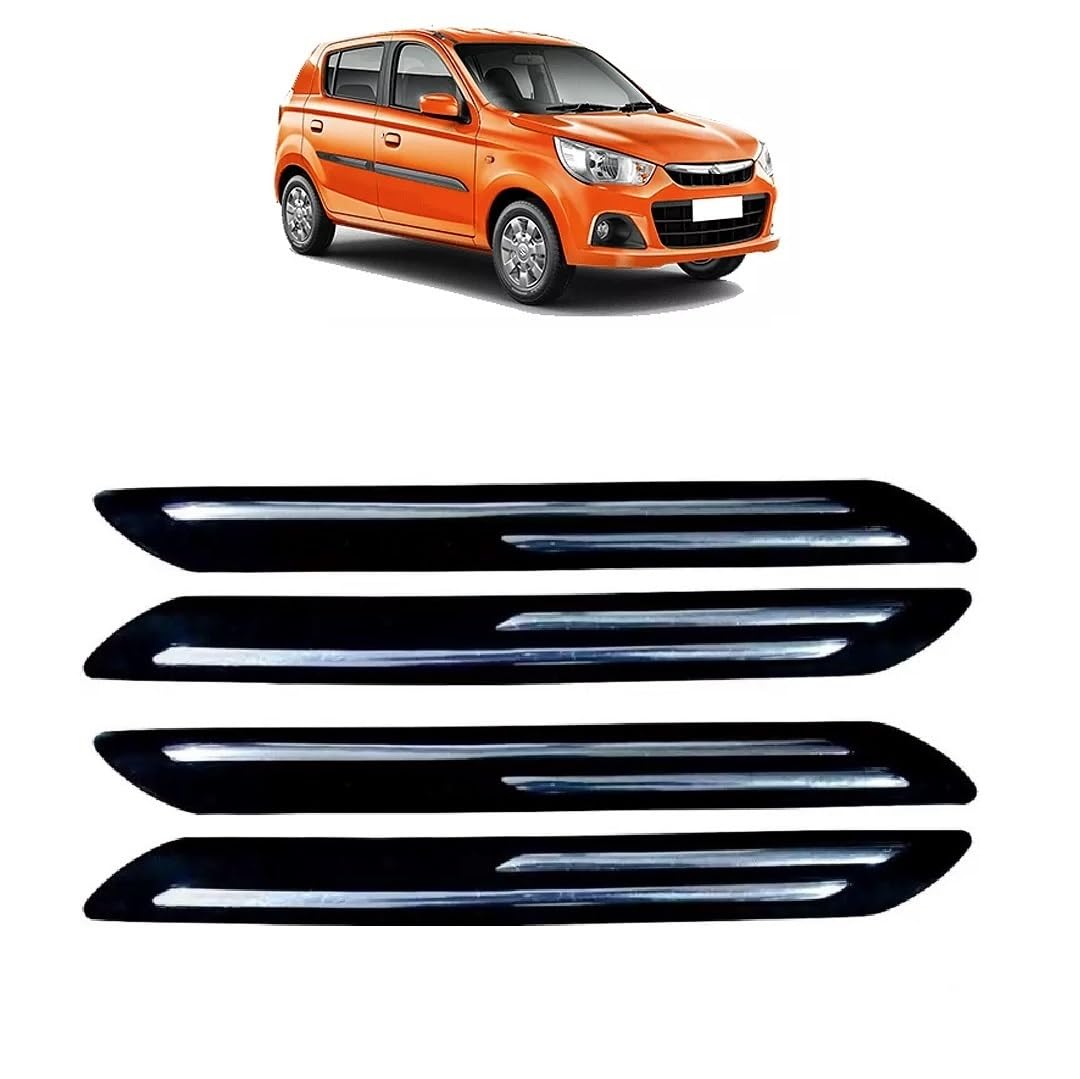Double Chrome Line Car Front and Rear Bumper Guard Protector (Set of 4pcs) for Maruti Suzuki Alto K-10