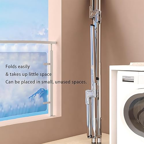 Miniatura 6 de Clothes Drying Rack Foldable - Stainless Steel Laundry Drying Rack for Indoor Outdoor Use, Adjustable Length Space Saving, Easy to Move, Blanket