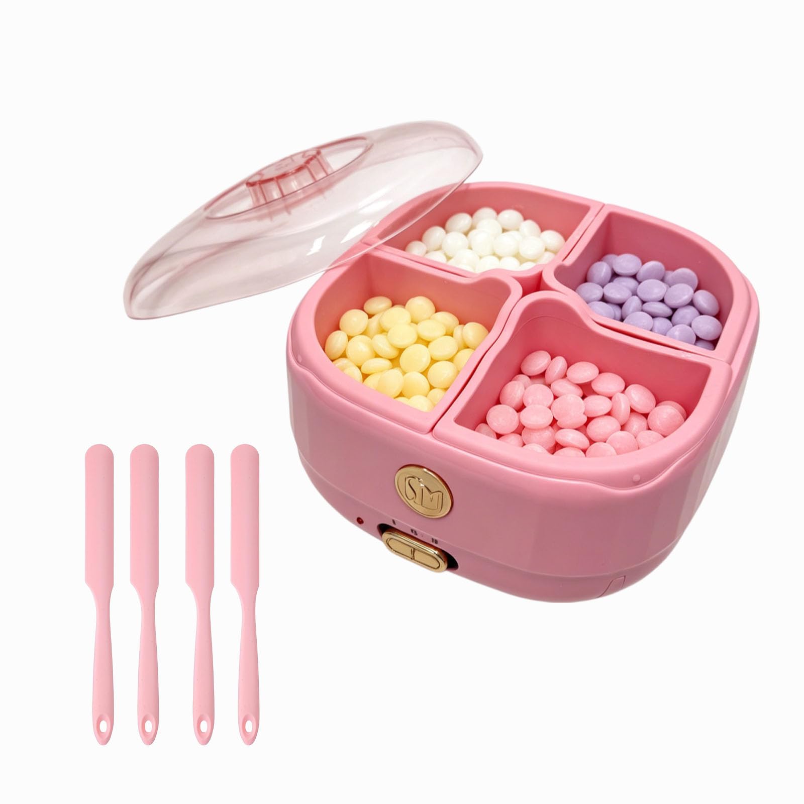 Scaldacera in silicone per depilazione, kit da donna con 4 spatole per cera in silicone, riscaldatore per casa, salone, per corpo, gambe, braccia, bikini, sopracciglia
