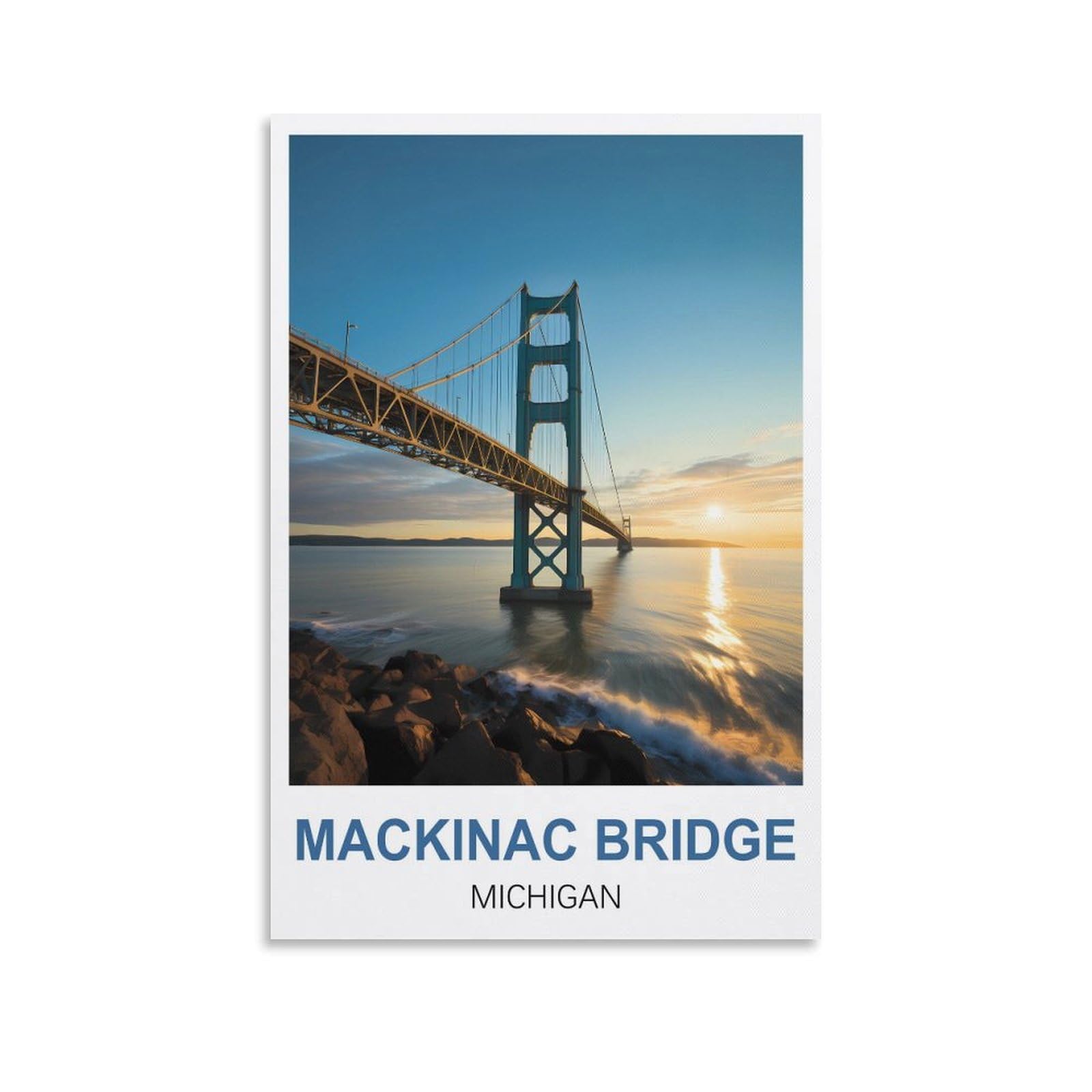 EZMLFA 5D Diamond Painting Kits for Adults,Mackinac Bridge Michigan,DIY Full Round Drill Diamond Dot Gem Art Kits for Adults,Crafts for Decor 30x40cm
