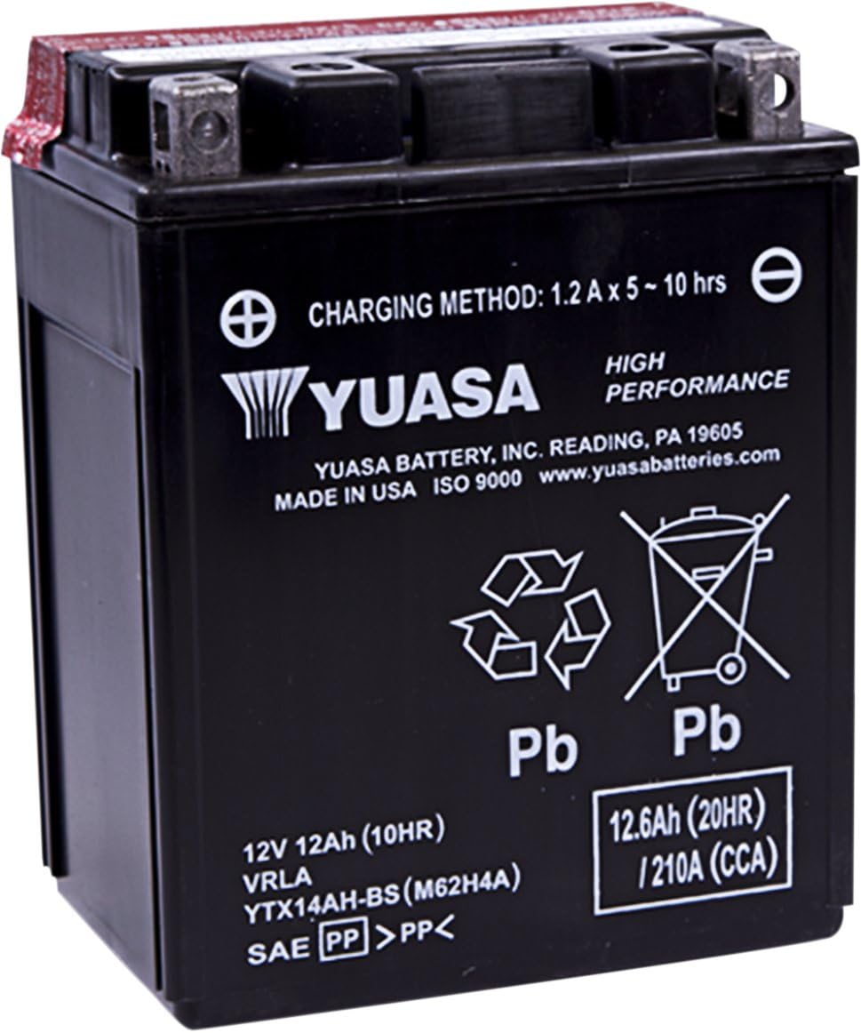 YuasaYUAM62H4A YTX14AH-BS Maintenance Free H Series AGM Battery with Acid pack