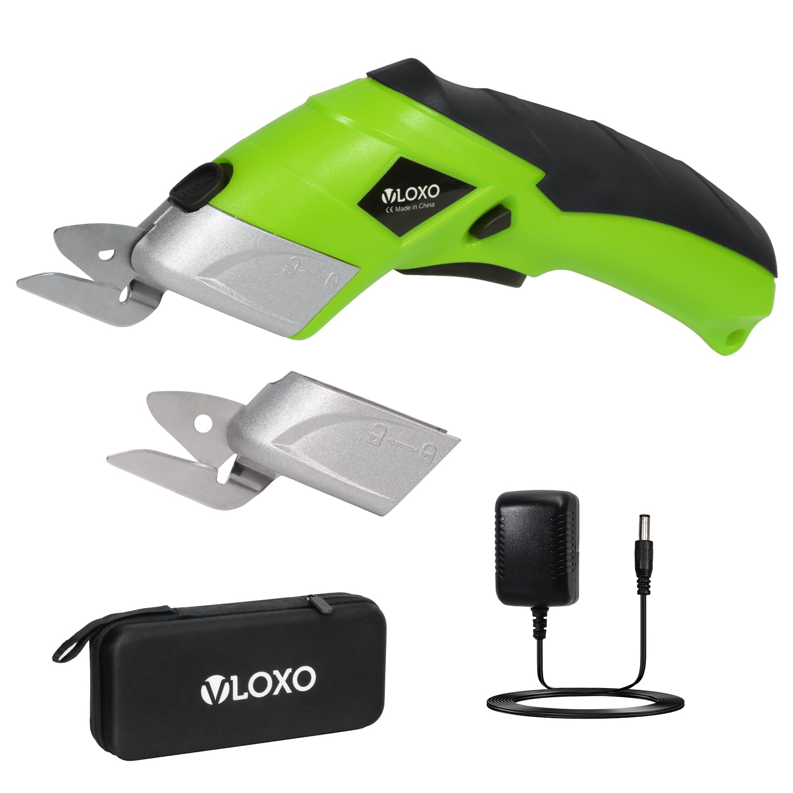 VLOXO Elektrische Schere Kabelloser Schneider mit 2 Schneidklingen für Handwerk zum Schneiden von Karton Leder Teppich Topfpflanze Blumen wiederaufladbare Papierschneider mit Ladengerät Orange