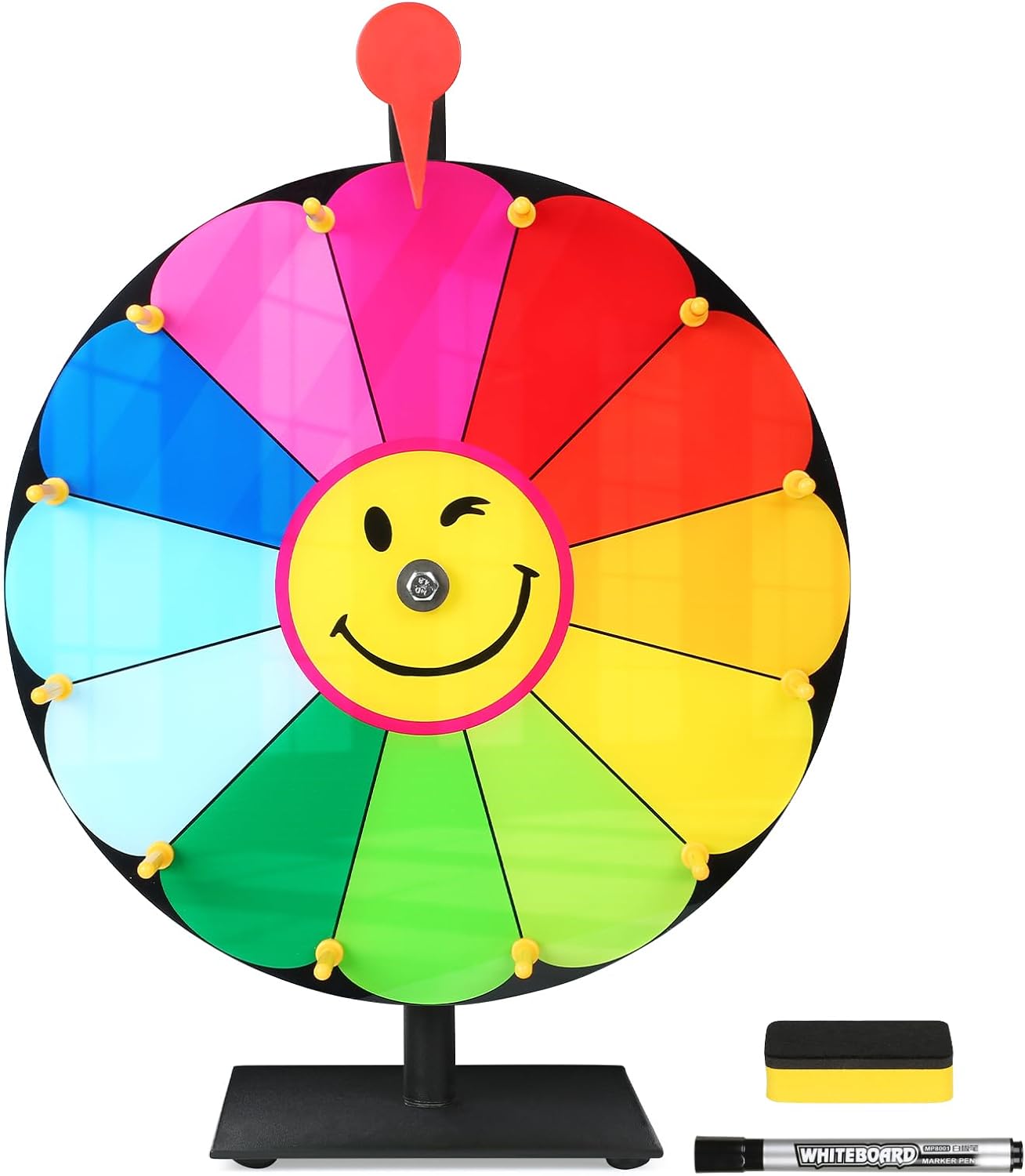 12 Inch Color Prize Wheel, 12 Slot Spinning Wheel Fortune Game, Holiday Activities, Party, Classroom or Home Education, Sunflower Pattern