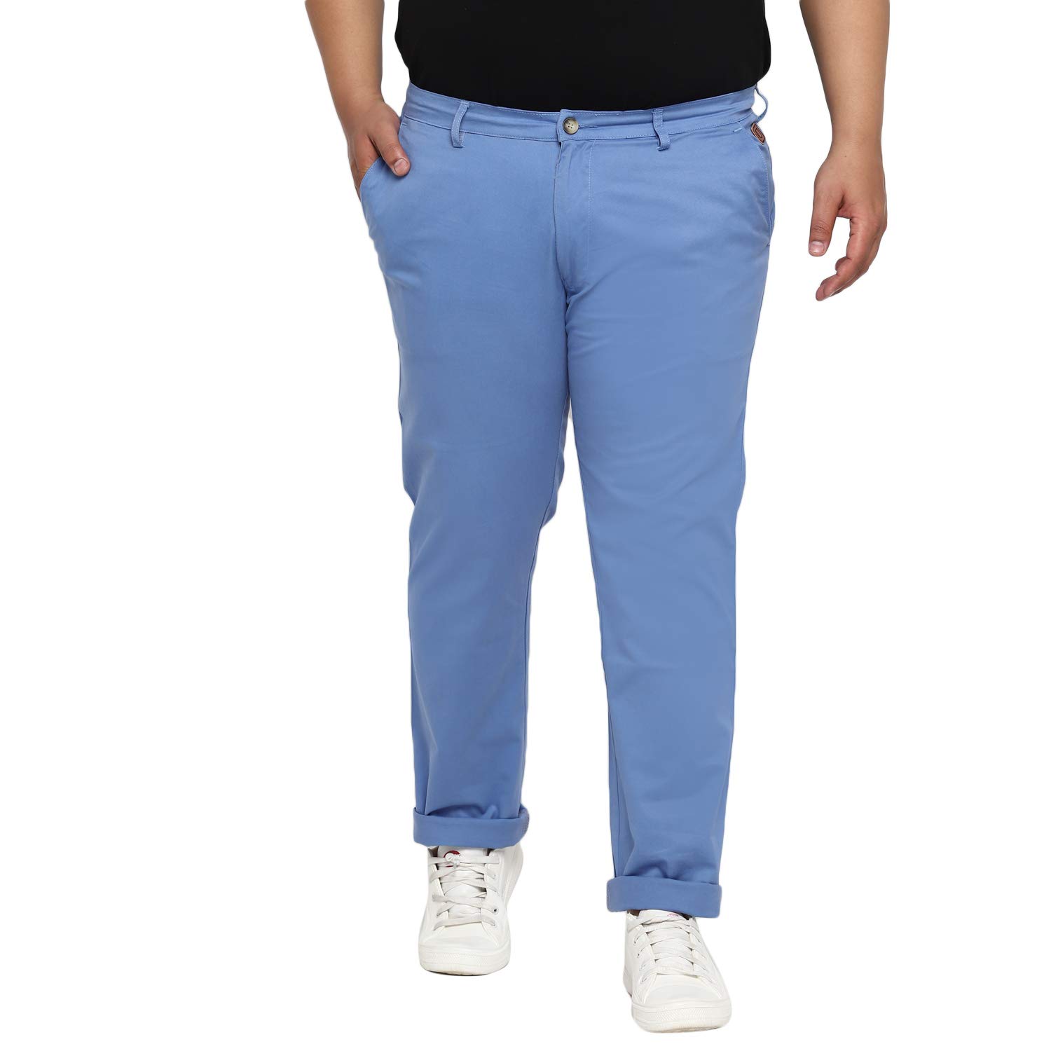 Urbano Plus Pantalones chinos casuales de algodón de tiro medio para hombre, ajuste regular, elásticos