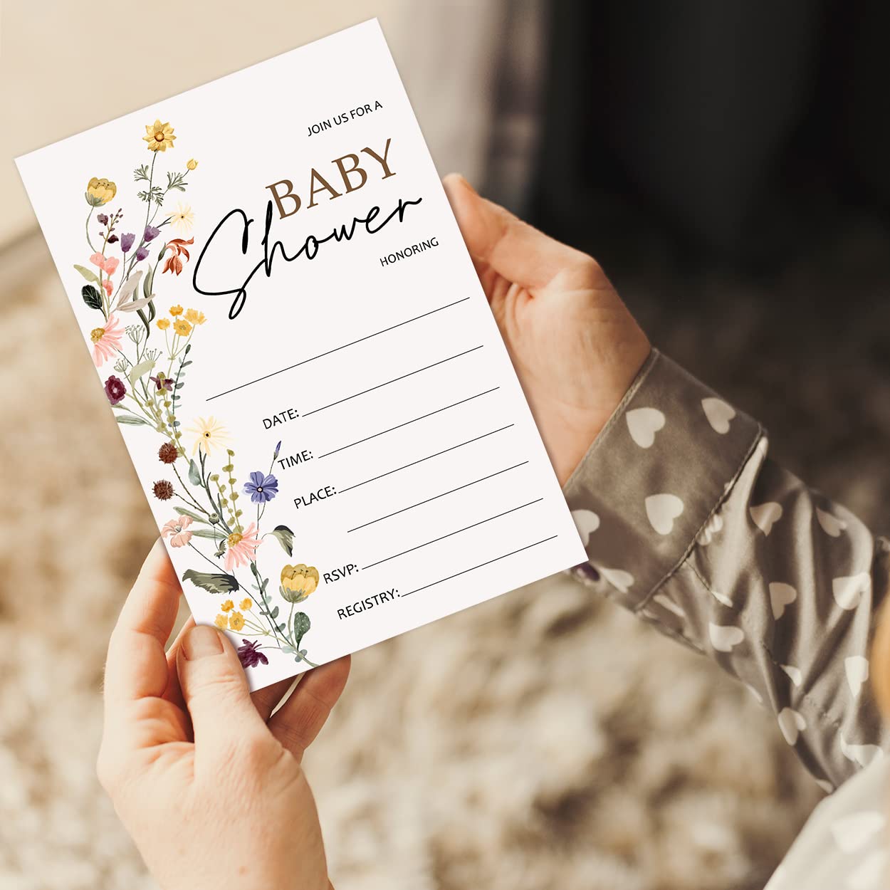 JCVUK Babyparty-Einladungskarten Boho-Hasen – 25 Stück Mit Umschlägen, 10,2x15,2 Cm, Für Jungen & Mädchen