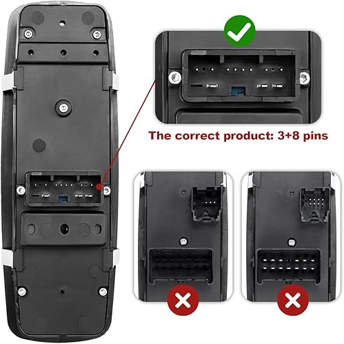 Miniatura 3 de Interruptor de ventana eléctrico compatible con Jeep Cherokee 2015-2022, Chrysler 200 2015-2017, Chrysler 300 2011-2020, Dodge Charger 2011-2019,