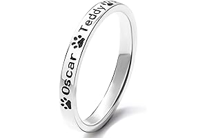 Personalized Custom Hollow Pet Nose Ring with Paw Prints for Pet Memorial