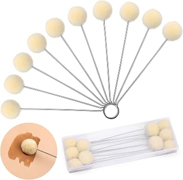 BUTUZE Wool Daubers Wool Daubers Ball Brush Leather Dye Tool with Metal Handle Wool Daubers for Leather Dyes for DIY Crafts Projects 10 Pcs