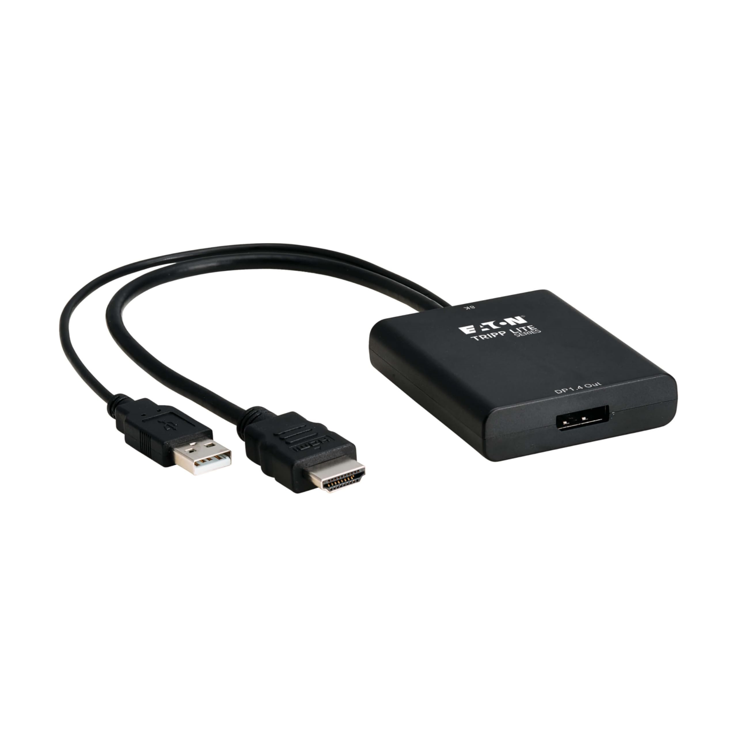 TRIPP LITE 8K Male-to-Female HDMI to DisplayPort Adapter Video Converter, Active Converter, 8K@30Hz, 1-Foot Cable, 7.1 Channel Audio, No Software Needed, 3-Year Warranty (P130-06N-DP-8K)
