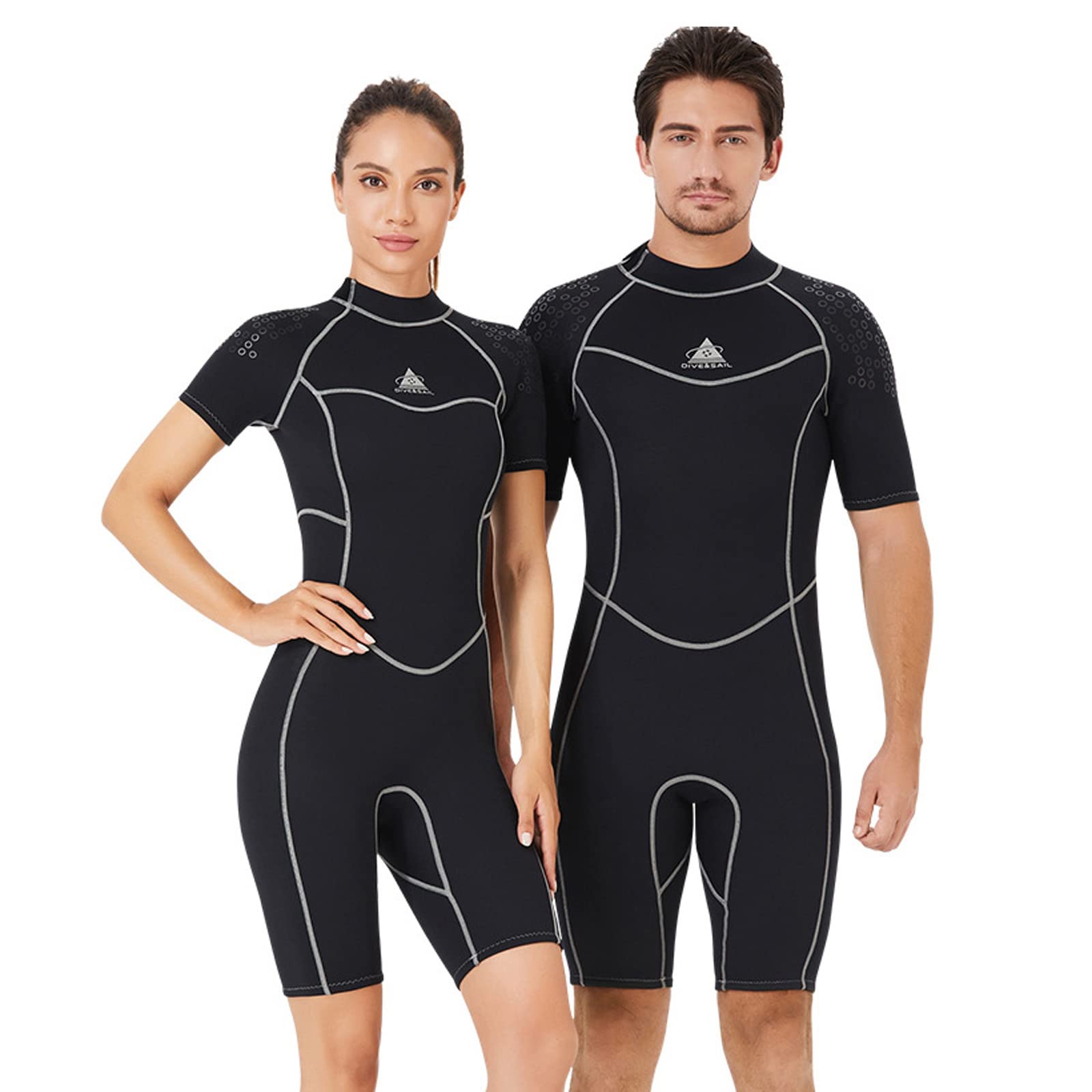TOYOMO One Piece Shorty Wetsuit for Men Women Back Zip Swimsuit 1.5MM Neoprene Diving Suit for Snorkeling Surfing Swimming,M,Women