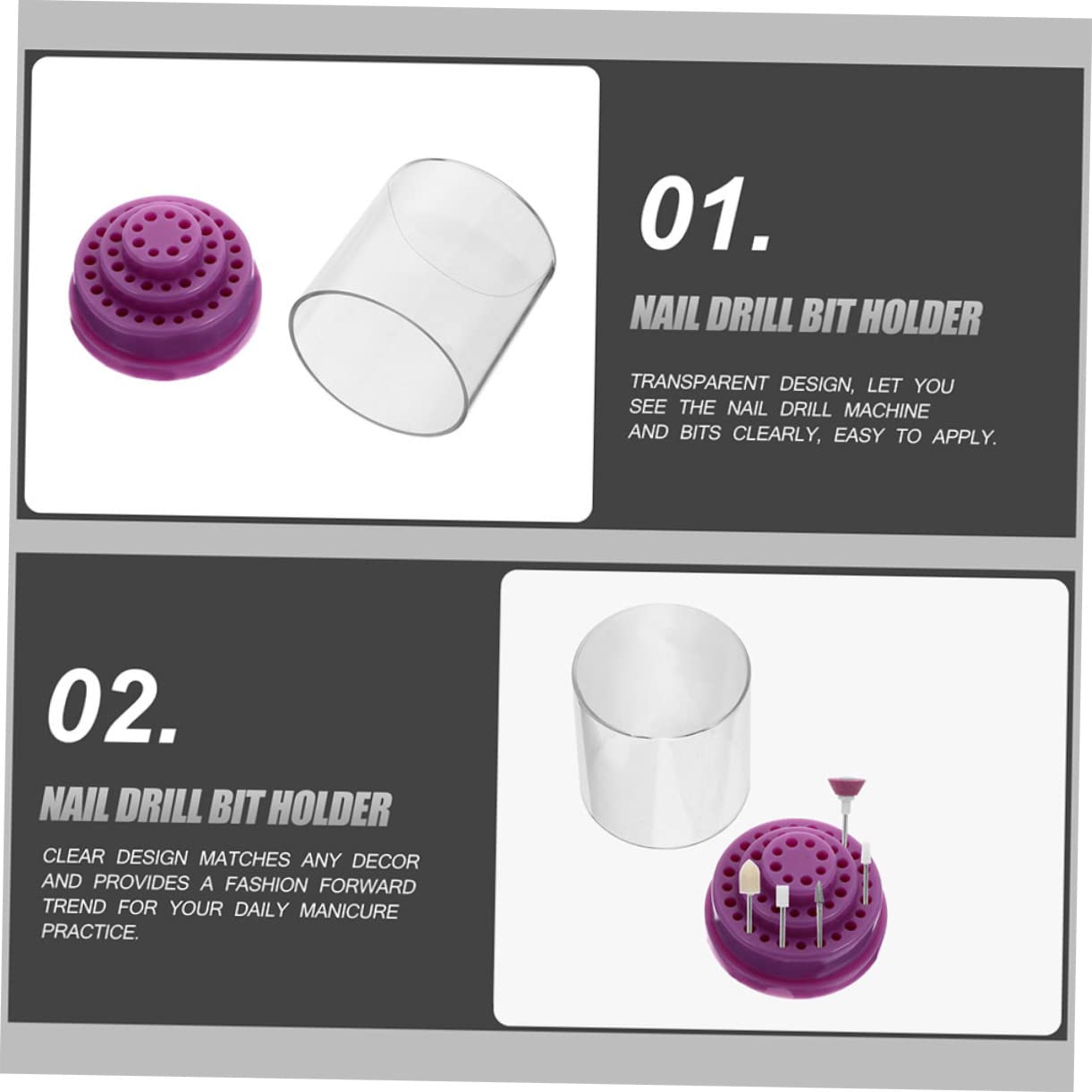 FRCOLOR Ganize Your Nail Drill Bits Ease 2pcs Drill Organizer Case Drill Display Holder for Nail Art Practice Keep Your Desk Ne