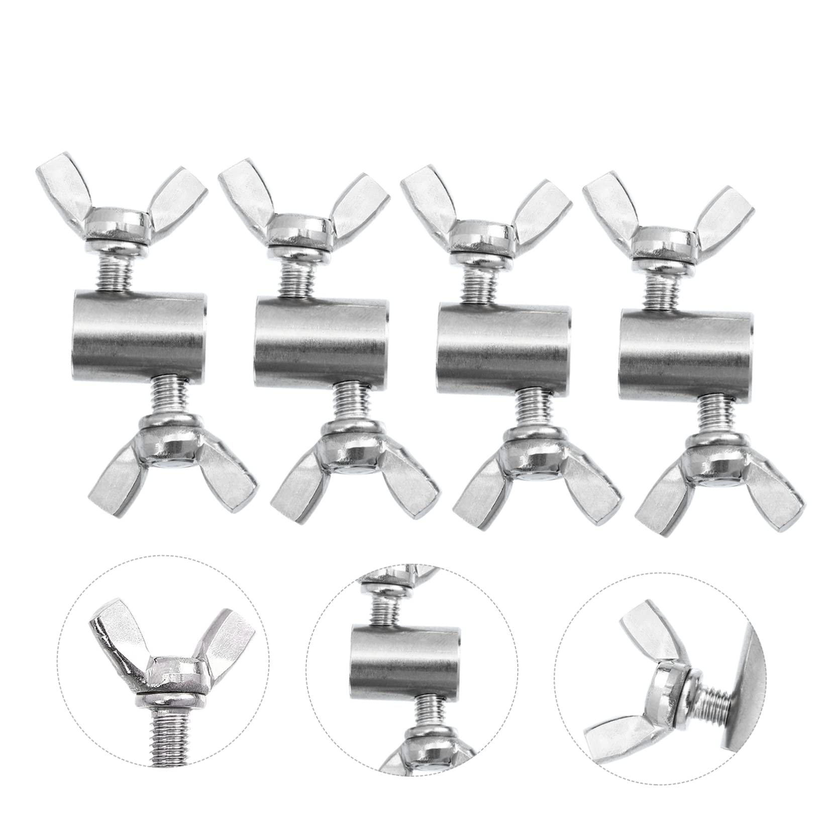 Luxshiny 4pcs Stainless Steel Wire Rope Butterfly Buckle Cable Grip Fastener for 6mm Rope