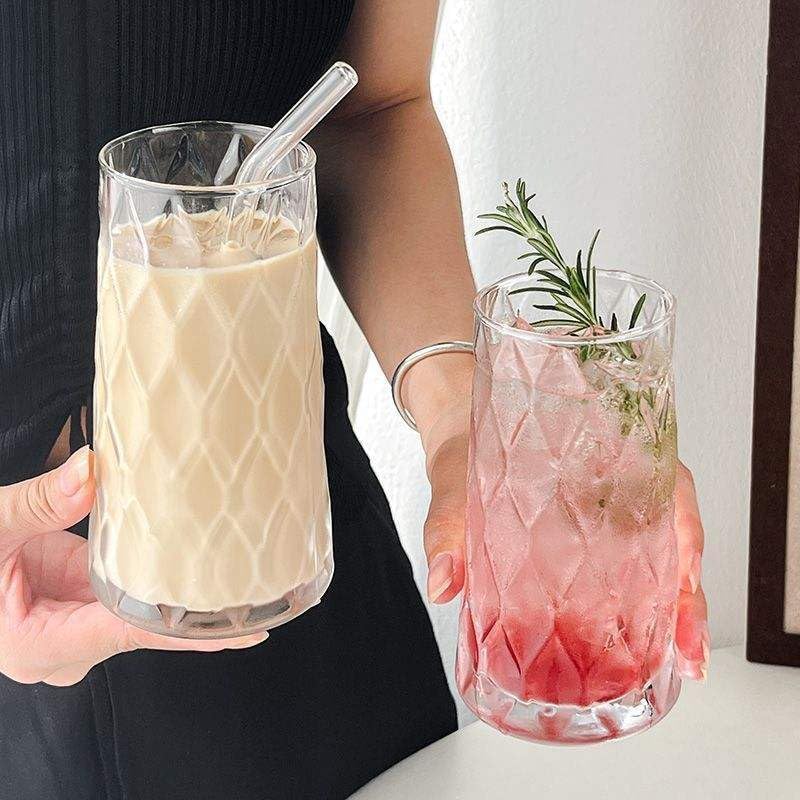 Image of Premium Crystal Water Glass Set of 6 - Highball Drinking Glasses Set for Home - Glass Set for Water Juice Shakes Mojito Cocktail Colddrinks (Leafy Cocktail)