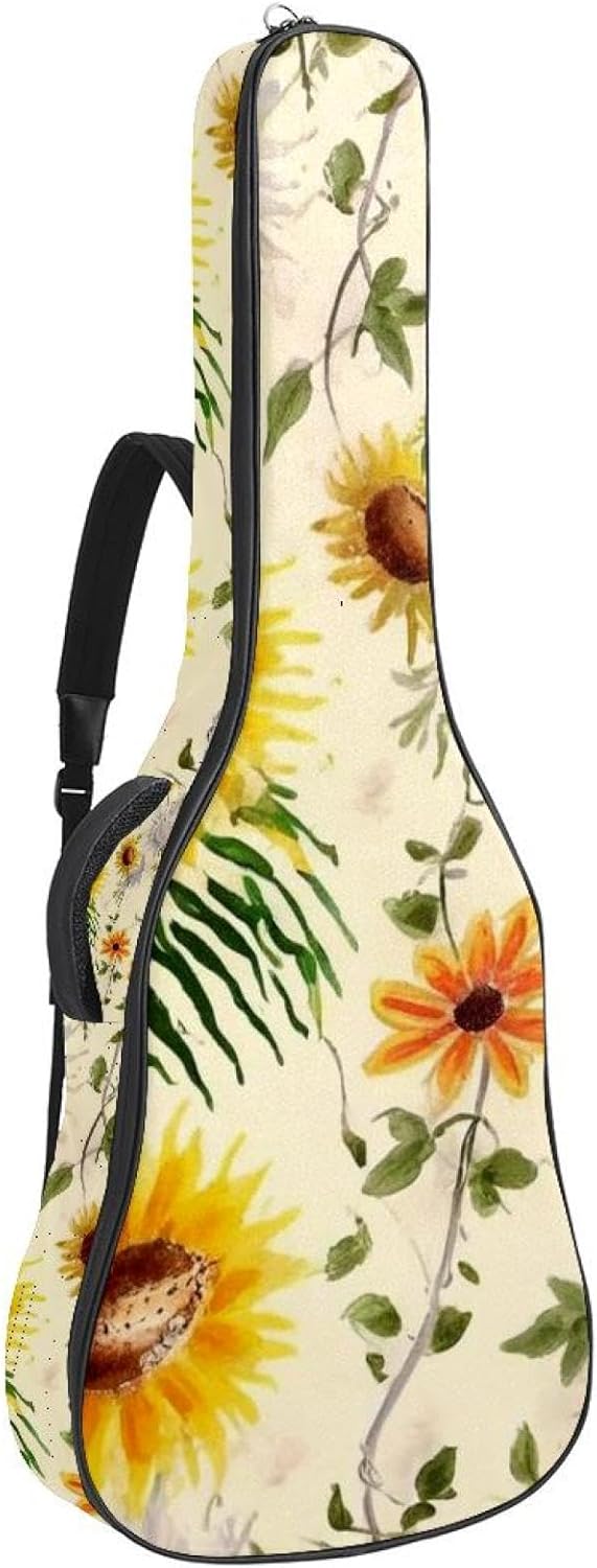 40/41/42-inch Colorful Cactus Acoustic Guitar Bag With Adjustable Shoulder Strap And 2 Storage Bags. Guitar Bag With Back Hanging Loop, Electric, and Classical Guitars