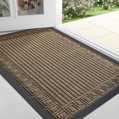 Finchitty Front Door Mat Outdoor Entrance, Heavy Duty Sturdy Rubber Doormat, Stain And Fade Resistant cover