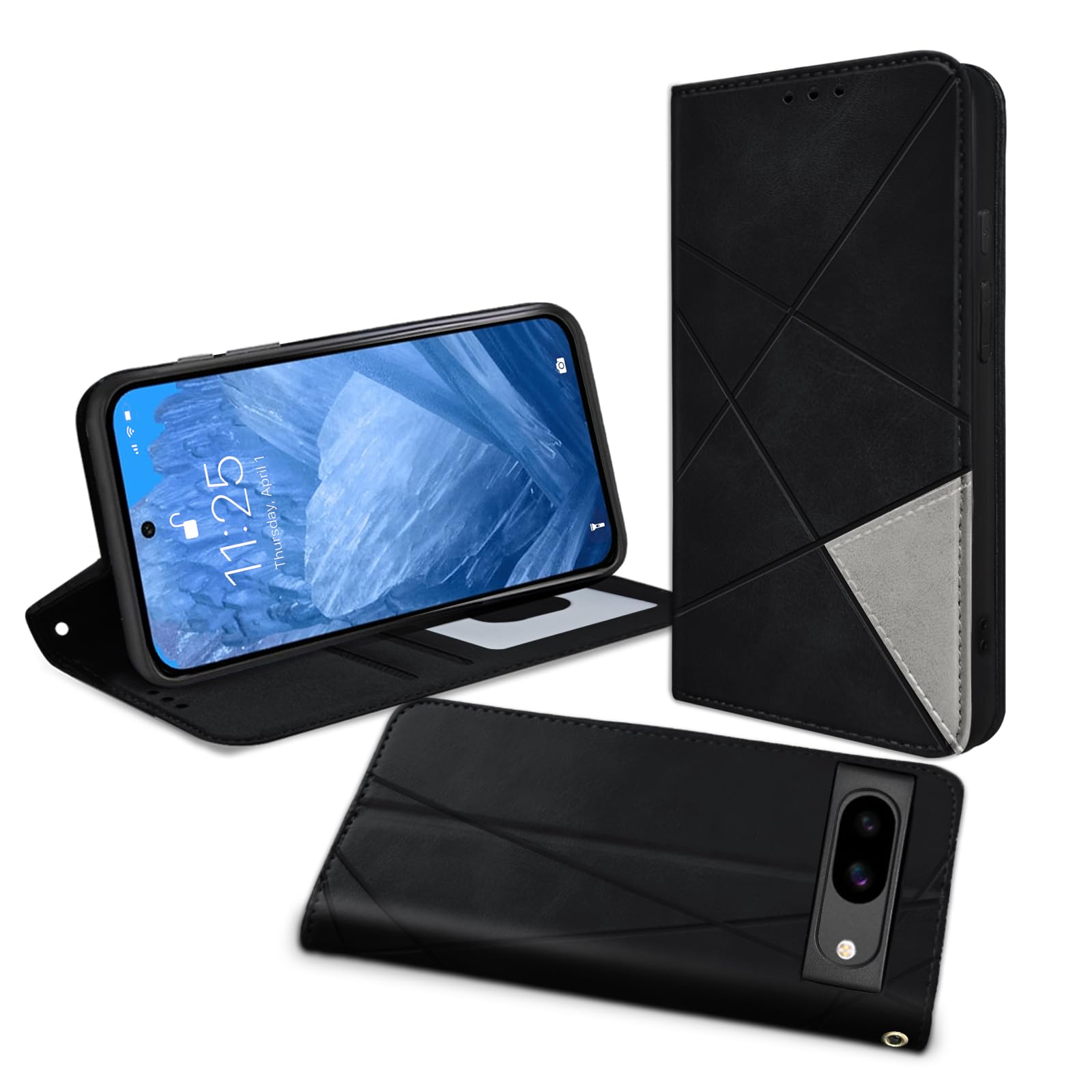 Peipeizi For Google Pixel 8a 用 ケース 手帳型 カード収納 スタンド機能 ピクセル8a 用の スマホケース 財布型 カード 耐衝撃 ストラップホール レザー 携帯カバー 便利 多機能 コイン収納 耐久性 耐摩擦 (ブラック)