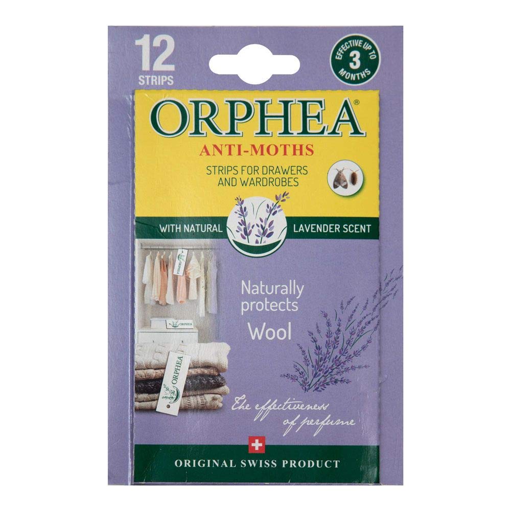 Orphea Anti Moth Strips - Lavender Scented Moth Repellent for Wardrobes Drawers Shelves - Wardrobe Fresheners for Wool - Moth Paper Strips for Clothes Storage (1 Pack, 12 Strips) sold by Caraselle