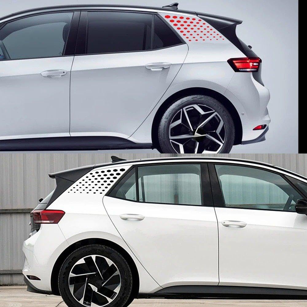 Decalcomanie per Auto 2 Pezzi di Adesivi per Montanti C per Carrozzeria Auto, Stile Puntini, Decalcomanie per Decorazioni in Vinile Fai da Te(Colorful Laser)