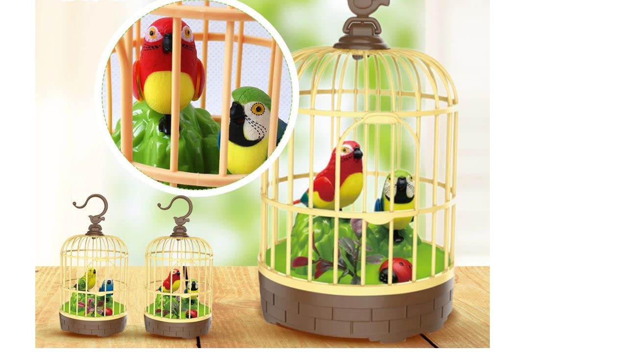 Prezzie Hub Singing & Chirping Bird Toy Battery Operated Bird in Cage with Sensory Touch for Kids (Parrot cage) (B0CGND8T8J) Amazon Price History, Amazon Price Tracker