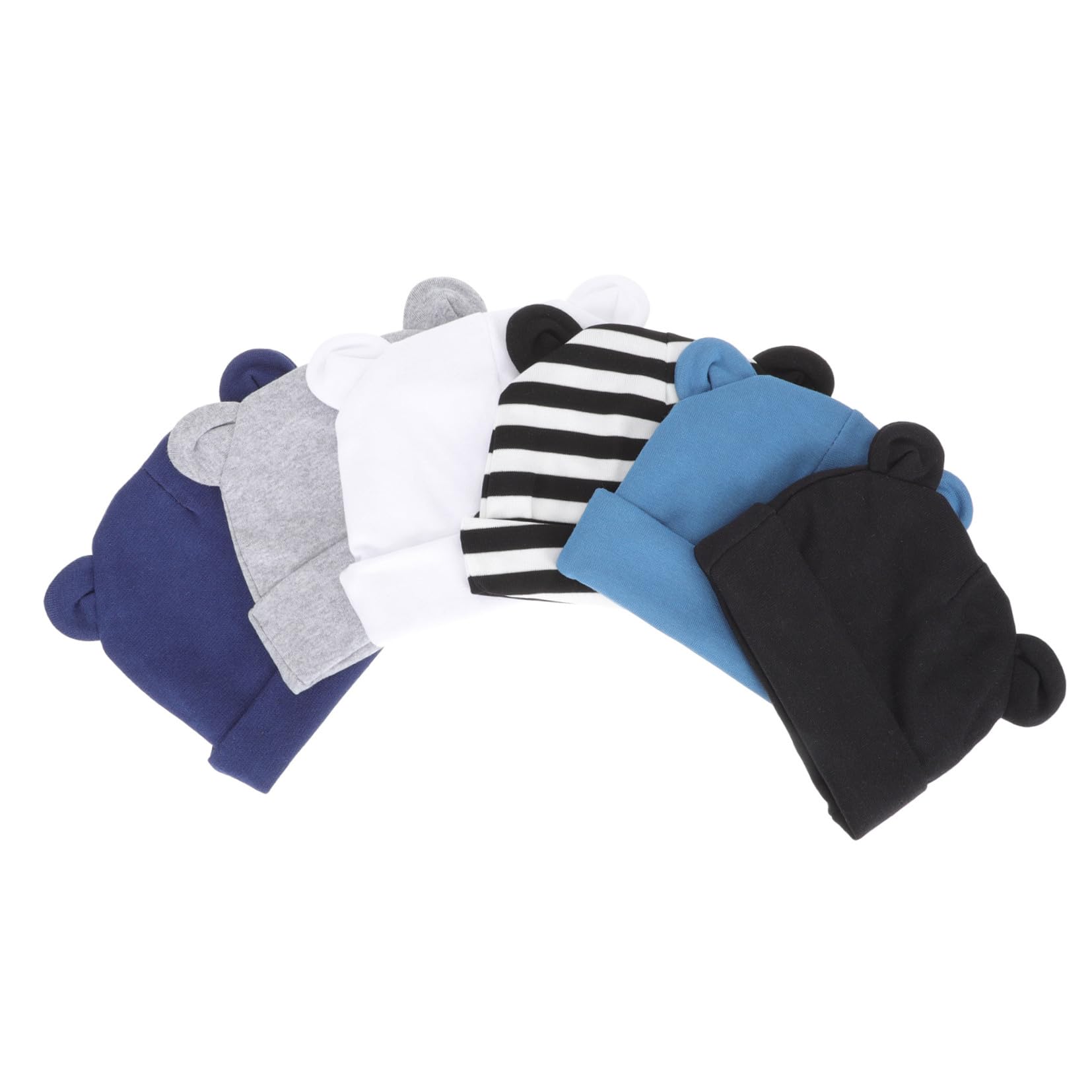 Beavorty 2 Sätze Teiliges Baumwollmützen Mit Süßen Bärenohren Atmungsaktiv Elastisch Unisex Für Neugeborene Jahr Streifen 6 Stück * 2
