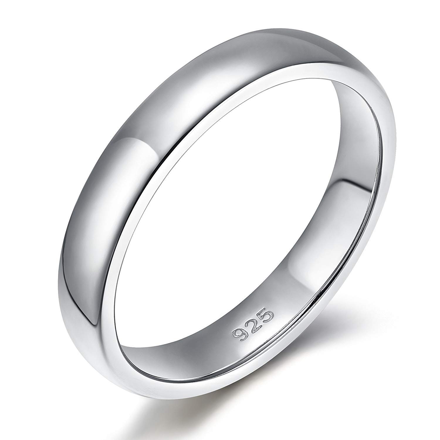 EAMTI6mm Mens Sterling Silver Rings Wedding Band High Polish Plain Dome Comfort Fit Size 7.5