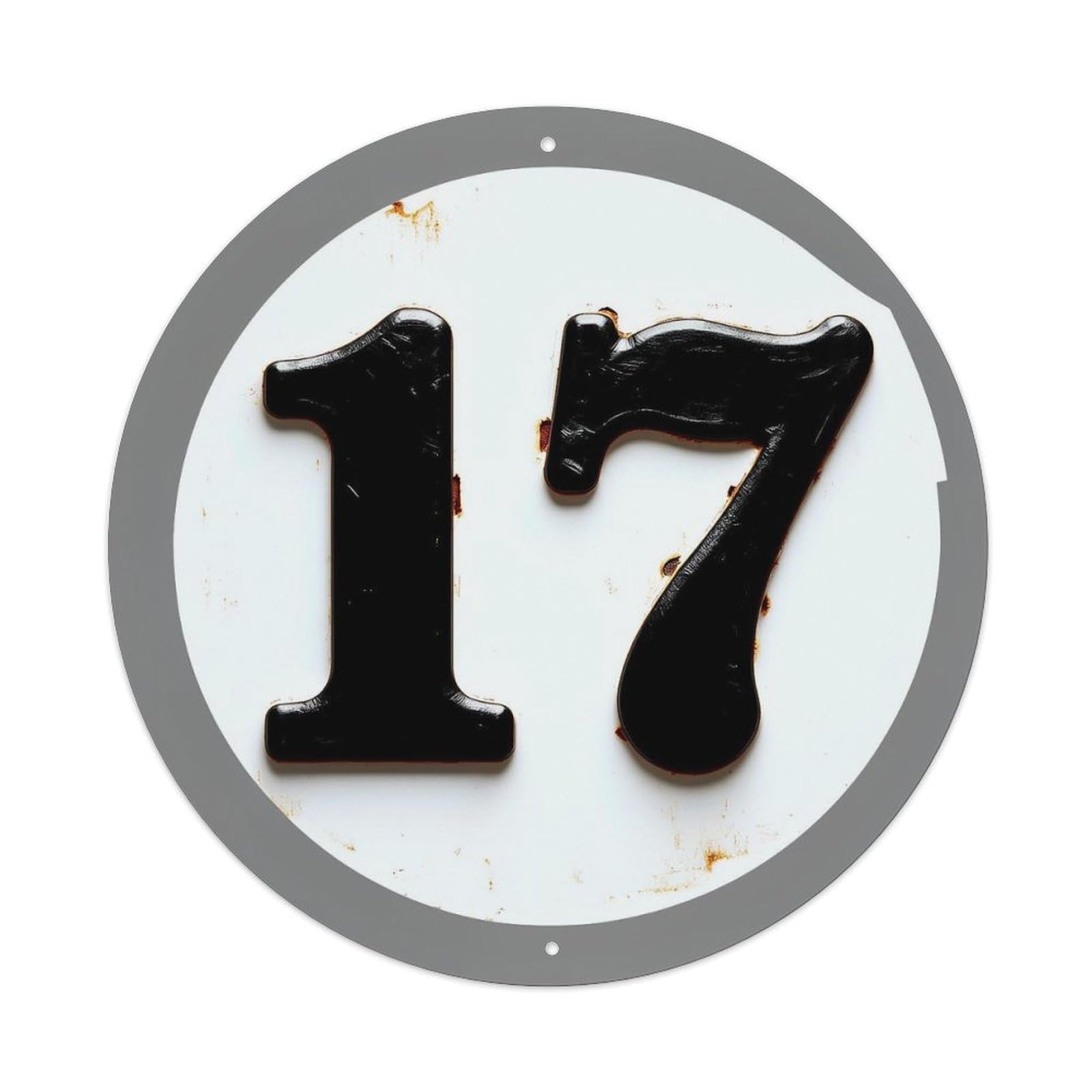 Jdyansheng Vintage Black Number Seventeen On White Tin Sign Metal Poster Metal Signs For Home Man Cave Bar Cafe Kitchen Laundry Room Wall Decorations 8X8 Inches