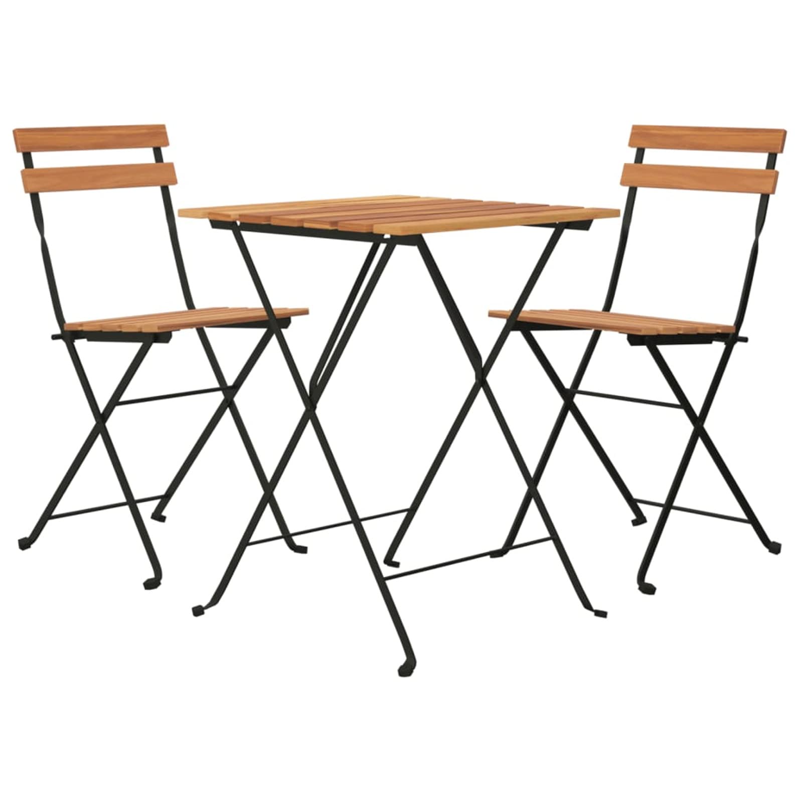 Homgoday Muebles cafetería Plegables 3 Piezas Madera Maciza Teca y Acero
