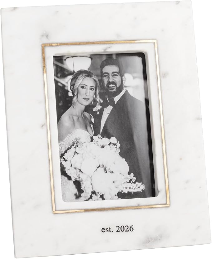 Mud Pie White 4X6 Marble Established 2026 Wedding Frame