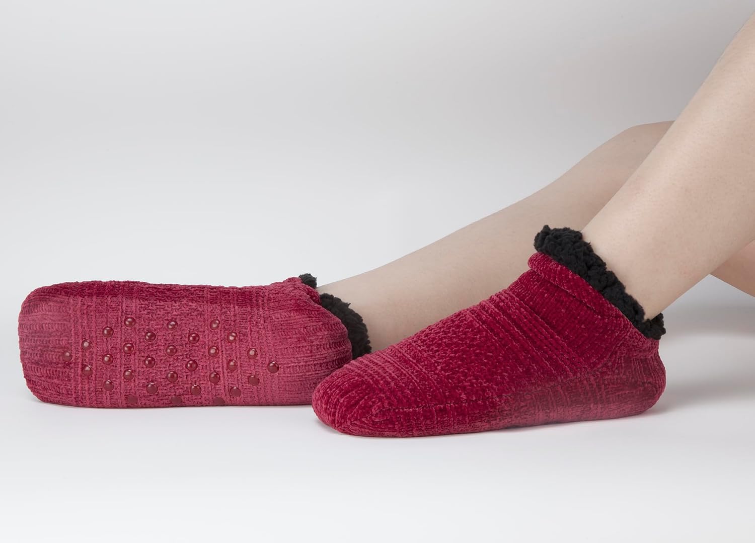 Slipper Socks for Women Men Warm Holding Sock Non Slip Knitted Thick Lined Cosy Winter Fluffy Bed Slippers Suitable for Indoor Home House Floor