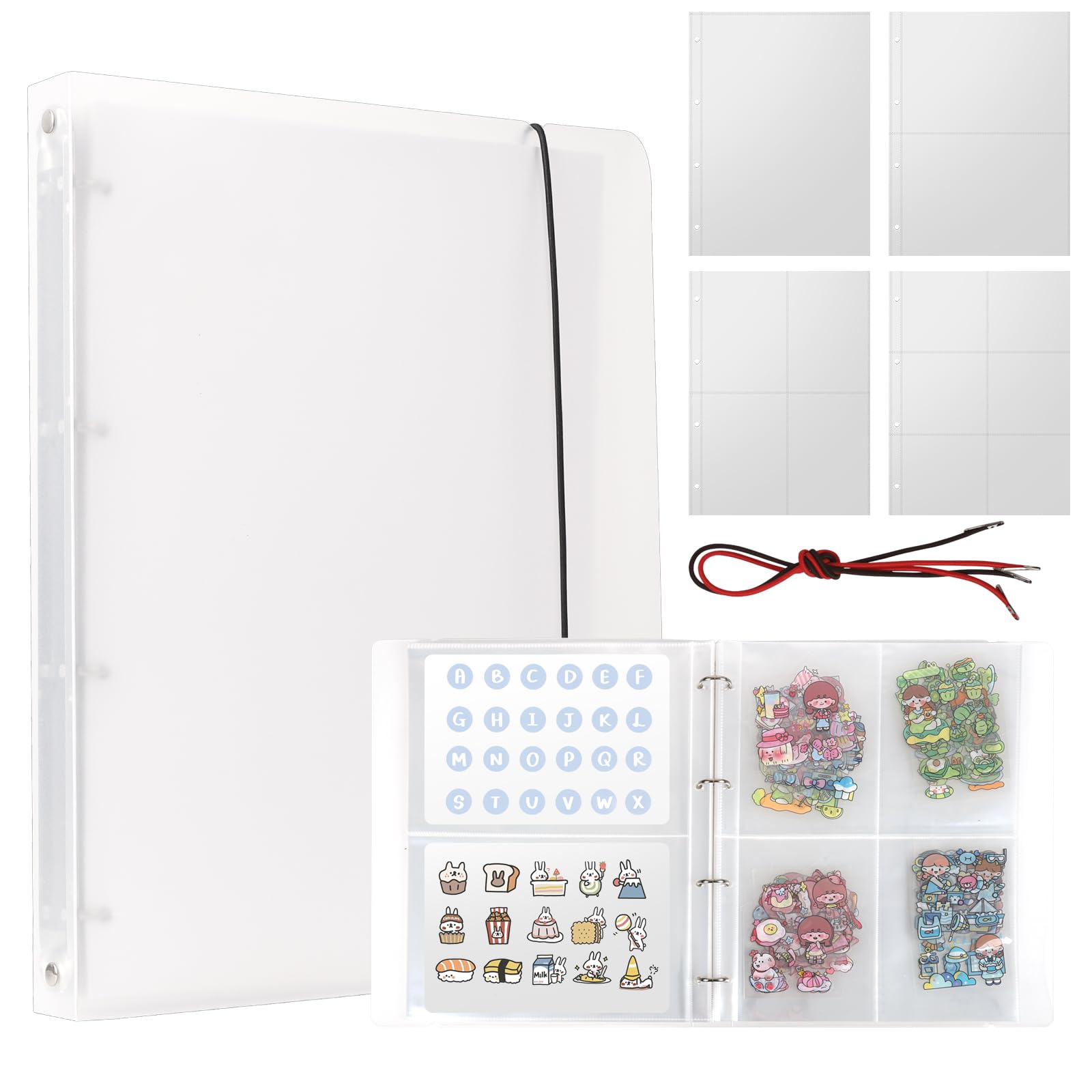 Blank Sticker Book Collecting Album A4 Reusable Sticker Collecting 9.65 * 12.2 * 1.18in Binder Storage Book Organizer Collection with 4 different