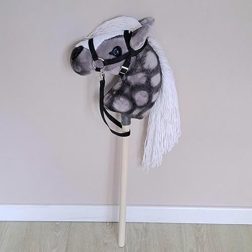 Miniatura 3 de Gray stick hobby horse - Realistic plush handmade toy horse with bridle